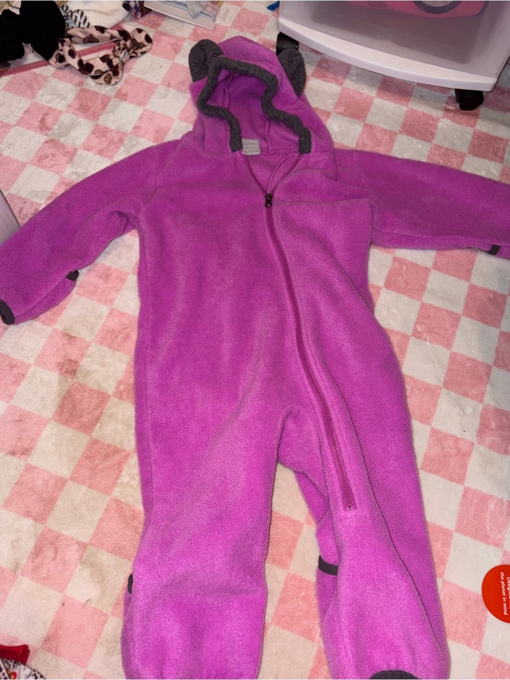Columbia Purple Fleece Hooded One-Piece Romper